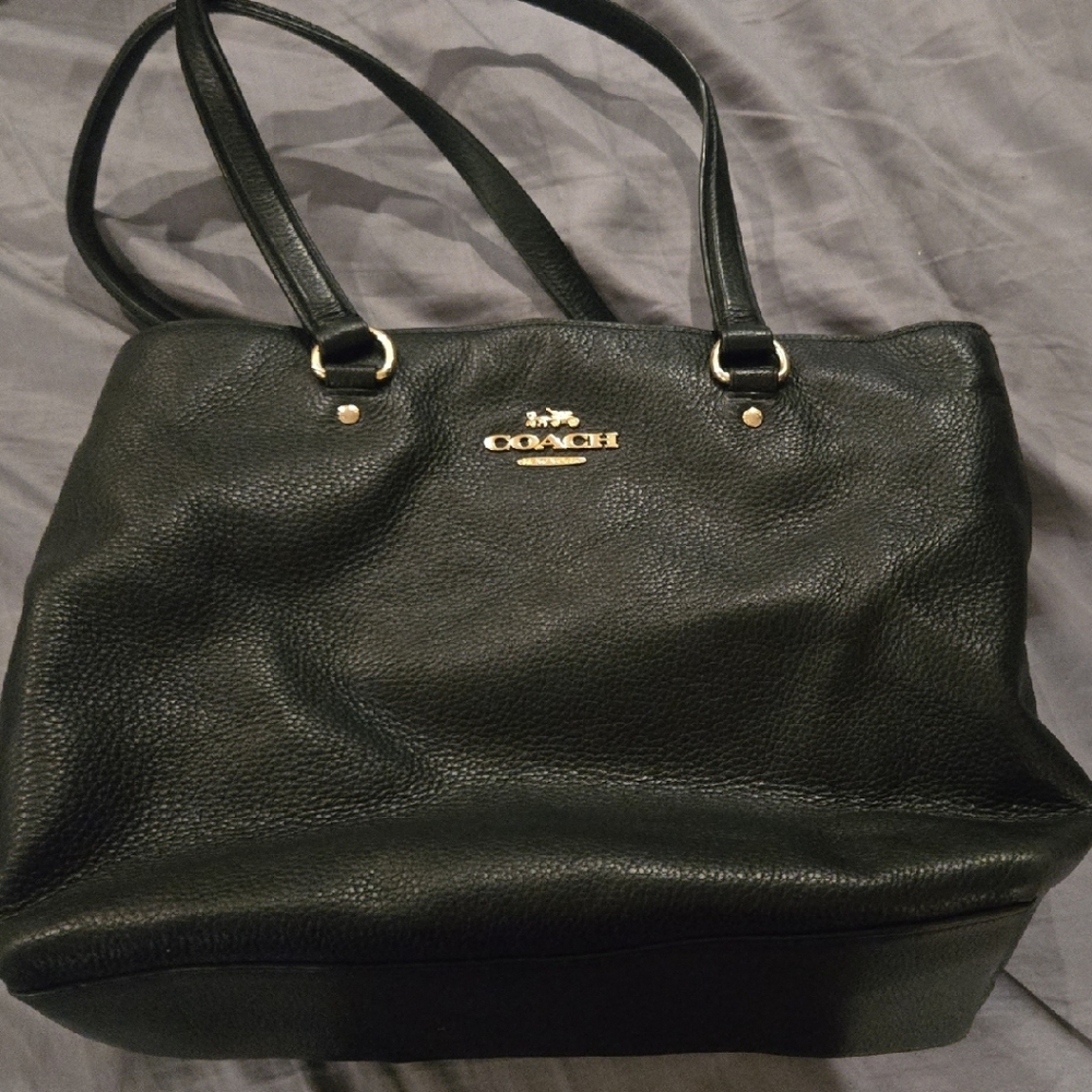 Coach Black Leather Tote Bag